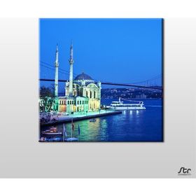 Technopa İstanbul Köprü ve Camii 100x100 cm Kanvas Tablo