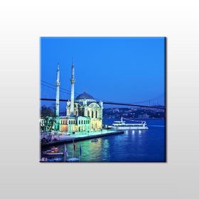 Technopa İstanbul Köprü ve Camii 100x100 cm Kanvas Tablo