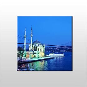Technopa İstanbul Köprü ve Camii 30x30 cm Kanvas Tablo
