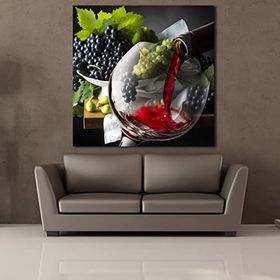 Technopa Kadehe Doldurulan Kırmızı Şarap 110x110 cm Kanvas Tablo