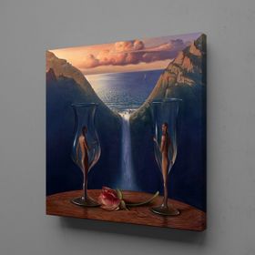 Technopa Kadehteki Kadın Erkek Dekoratif 25x25 cm Kanvas Tablo