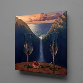 Technopa Kadehteki Kadın Erkek Dekoratif 70x70 cm Kanvas Tablo