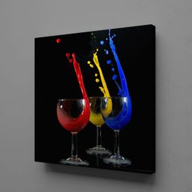 Technopa Kadehten Sıçrayan İçecekler 60x60 cm Kare Kanvas Tablo