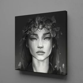 Technopa Kadın Siyah Beyaz 140x140 cm Kanvas Tablo