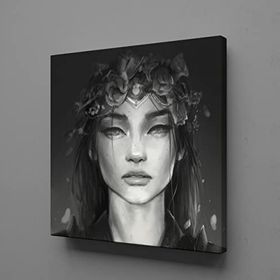 Technopa Kadın Siyah Beyaz 150x150 cm Kanvas Tablo