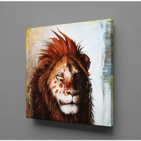 Technopa Kahverengi Aslan 100x100 cm Kanvas Tablo