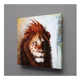 Technopa Kahverengi Aslan 130x130 cm Kanvas Tablo