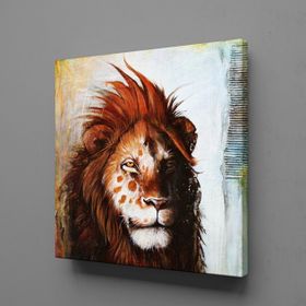 Technopa Kahverengi Aslan 30x30 cm Kanvas Tablo