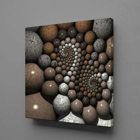 Technopa Kahverengi Gri Taşlar 130x130 cm Kanvas Tablo
