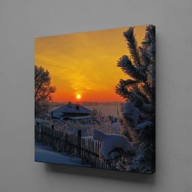 Technopa Karlı Bir Gün Doğumu 40x40 cm Kanvas Tablo