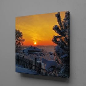 Technopa Karlı Bir Gün Doğumu 60x60 cm Kanvas Tablo
