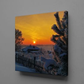 Technopa Karlı Bir Gün Doğumu 60x60 cm Kanvas Tablo