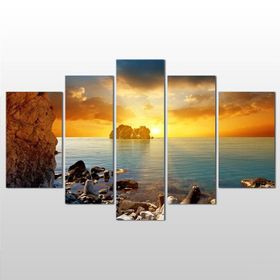 Technopa Kayalar Gün Batımı 105x60 cm Kanvas Tablo