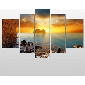 Technopa Kayalar Gün Batımı 140x80 cm Kanvas Tablo