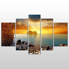 Technopa Kayalar Gün Batımı 155x90 cm Kanvas Tablo