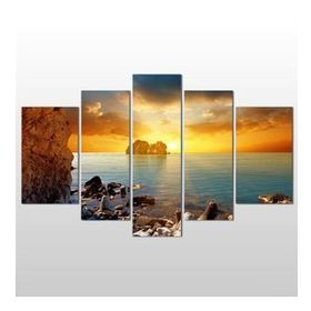 Technopa Kayalar Gün Batımı 225x130 cm Kanvas Tablo