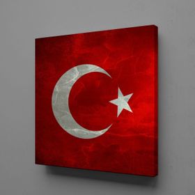 Technopa Kırmızı Beyaz Bayrak 60x60 cm Kare Kanvas Tablo