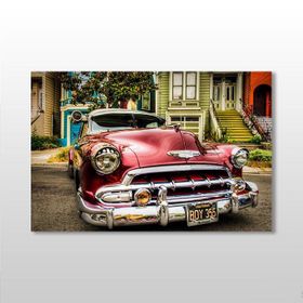 Technopa Kırmızı Klasik Araba 150x100 cm Kanvas Tablo