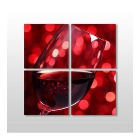 Technopa Kırmızı Şarap 130x130 cm Kanvas Tablo