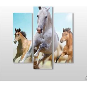 Technopa Koşan Atlar 75x80 cm Kanvas Tablo
