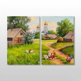 Technopa Köy Evi 90x80 cm Kanvas Tablo