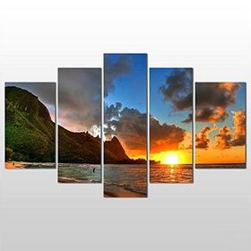 Technopa Koy ve Gün Batımı 155x90 cm Kanvas Tablo