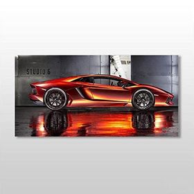 Technopa Lamborghini Kırmızı 60x30 cm Kanvas Tablo