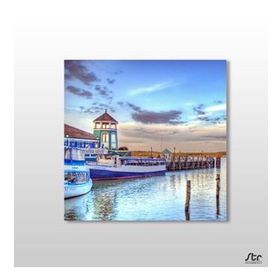 Technopa Liman ve Gemiler 100x100 cm Kanvas Tablo