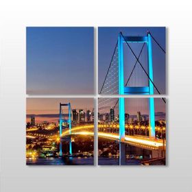 Technopa Mavi Yansıma Istanbul Köprü 100x100 cm Kanvas Tablo