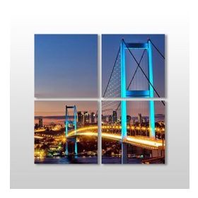 Technopa Mavi Yansıma Istanbul Köprü 110x110 cm Kanvas Tablo