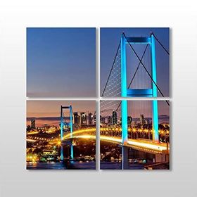 Technopa Mavi Yansıma Istanbul Köprü 200x200 cm Kanvas Tablo