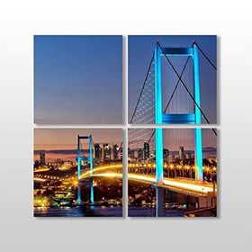 Technopa Mavi Yansıma Istanbul Köprü 60x60 cm Kanvas Tablo