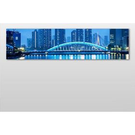 Technopa Mavi Yansıma Şehir 300x100 cm Kanvas Tablo