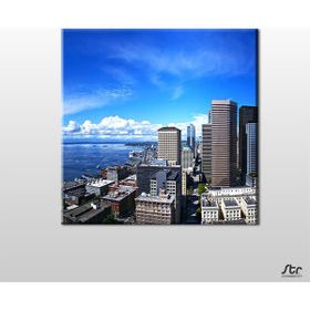 Technopa Metropol ve Kıyı Şeridi 70x70 cm Kanvas Tablo