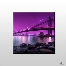 Technopa Mor Yansıtması Köprü 140x140 cm Kanvas Tablo