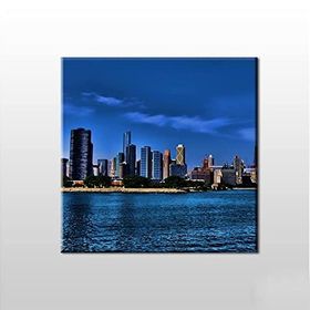 Technopa Nehir ve Metropol Manzara 60x60 cm Kanvas Tablo