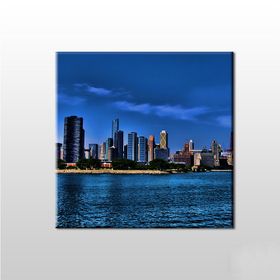 Technopa Nehir ve Metropol Manzara 60x60 cm Kanvas Tablo