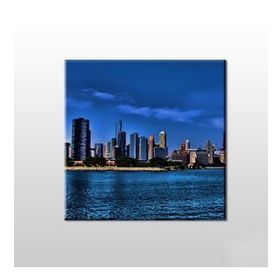 Technopa Nehir ve Metropol Manzara 70x70 cm Kanvas Tablo