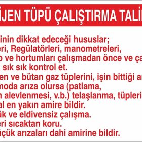 Technopa Oksijen Tüpü Çalıştırma Talimatı Uyarı Levhası