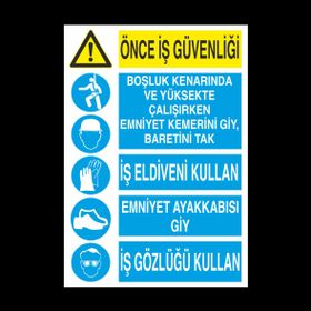 Technopa Önce İş Güvenliği Uyarı Levhası Kanvas Tablo