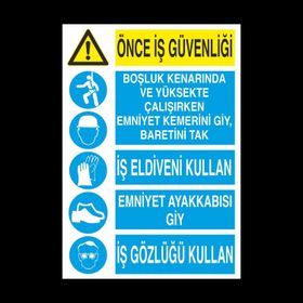 Technopa Önce İş Güvenliği Uyarı Levhası Kanvas Tablo
