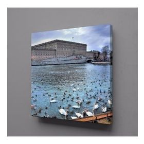 Technopa Ördeklerle Göl Manzarası 30x30 cm Kanvas Tablo
