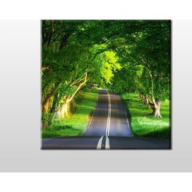 Technopa Orman Içindeki Yol 25x25 cm Kanvas Tablo