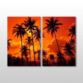 Technopa Palmiye ve Güneş 90x80 cm Kanvas Tablo