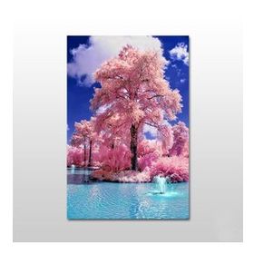 Technopa Pembe Ağaç Manzara 60X30 cm Kanvas Tablo
