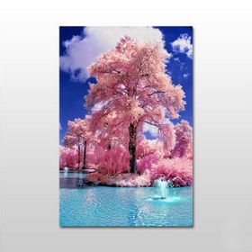 Technopa Pembe Ağaç Manzara 60X30 cm Kanvas Tablo