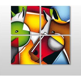 Technopa Renkli Atlar 120x120 cm Kanvas Tablo