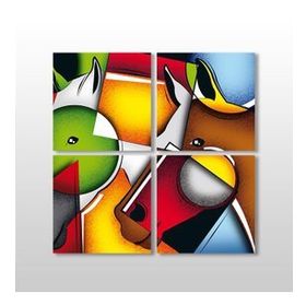 Technopa Renkli Atlar 130x130 cm Kanvas Tablo