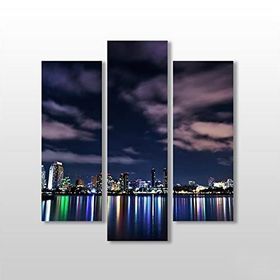 Technopa Renkli Şehir Manzarası 102x110 cm Kanvas Tablo