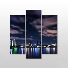 Technopa Renkli Şehir Manzarası 120x130 cm Kanvas Tablo